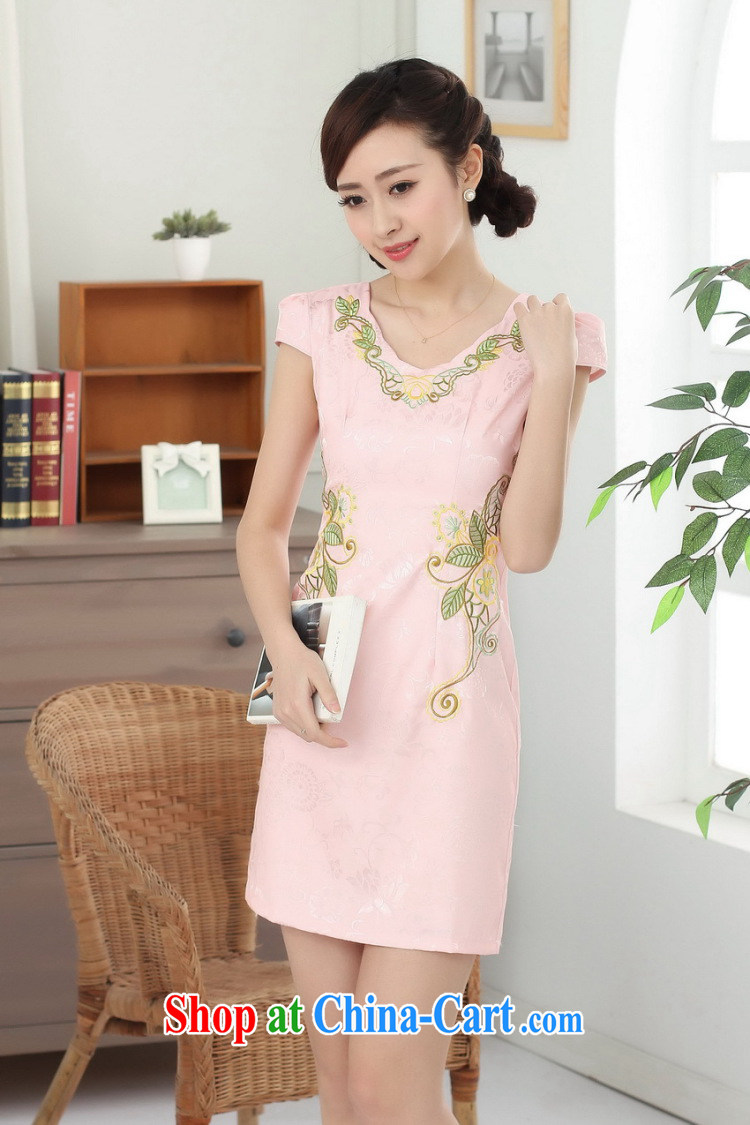 Dan smoke new summer female Chinese elegant qipao Chinese improved V for daily graphics thin embroidered short cheongsam dress white 2XL pictures, price, brand platters! Elections are good character, the national distribution, so why buy now enjoy more preferential! Health