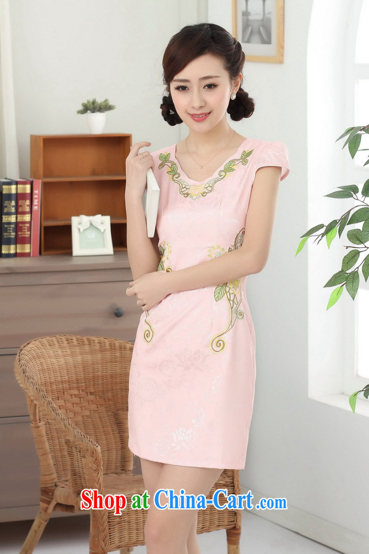 Dan smoke new summer female Chinese elegant qipao Chinese improved V for daily graphics thin embroidered short cheongsam dress white 2XL pictures, price, brand platters! Elections are good character, the national distribution, so why buy now enjoy more preferential! Health