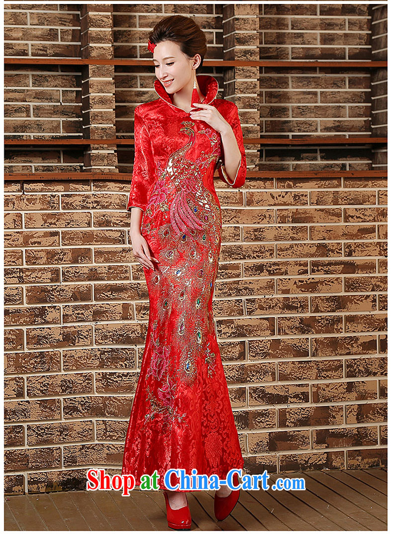 2015 lace improved cheongsam beauty at Merlion length, cuff in late, high-collar bows welcome wedding red XXL pictures, price, brand platters! Elections are good character, the national distribution, so why buy now enjoy more preferential! Health