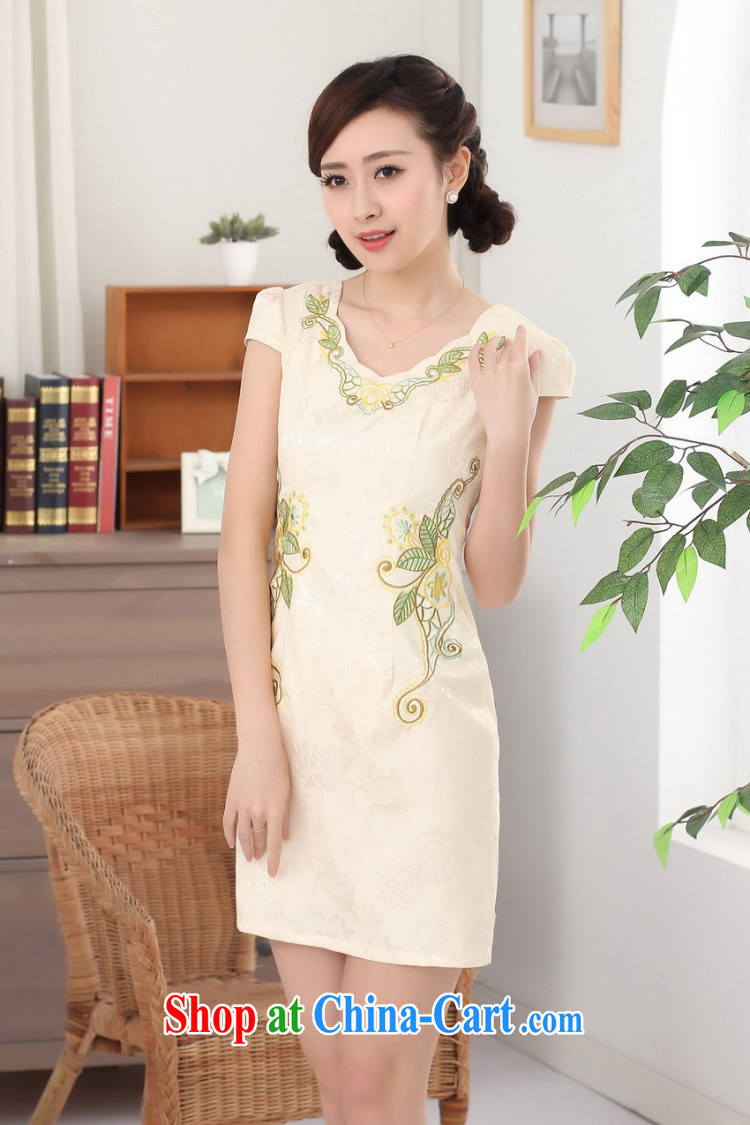 Take the new summer dress Chinese cheongsam elegant Chinese improved V for daily graphics thin embroidered short cheongsam dress - B pink 2 XL pictures, price, brand platters! Elections are good character, the national distribution, so why buy now enjoy more preferential! Health