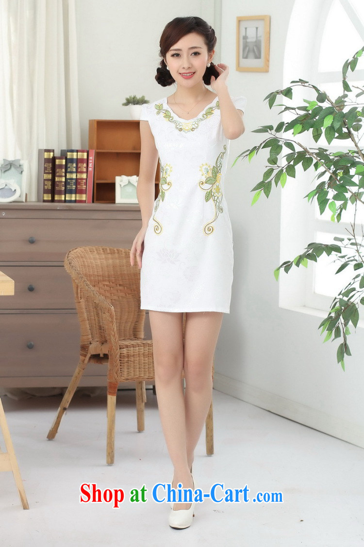 Take the new summer dress Chinese cheongsam elegant Chinese improved V for daily graphics thin embroidered short cheongsam dress - B pink 2 XL pictures, price, brand platters! Elections are good character, the national distribution, so why buy now enjoy more preferential! Health