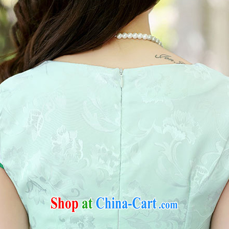 2015 new summer embroidery embroidery cheongsam stylish package beauty skirt daily improved cheongsam dress Ethnic Wind 1508 green the Peony XXL, Elizabeth Gil (SHAJINI), online shopping