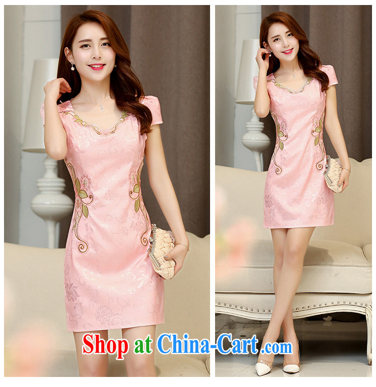 Style trends 2015 summer women's clothing new ethnic wind Chinese stamp retro beauty style graphics thin short-sleeve package and cheongsam dress apricot L pictures, price, brand platters! Elections are good character, the national distribution, so why buy now enjoy more preferential! Health