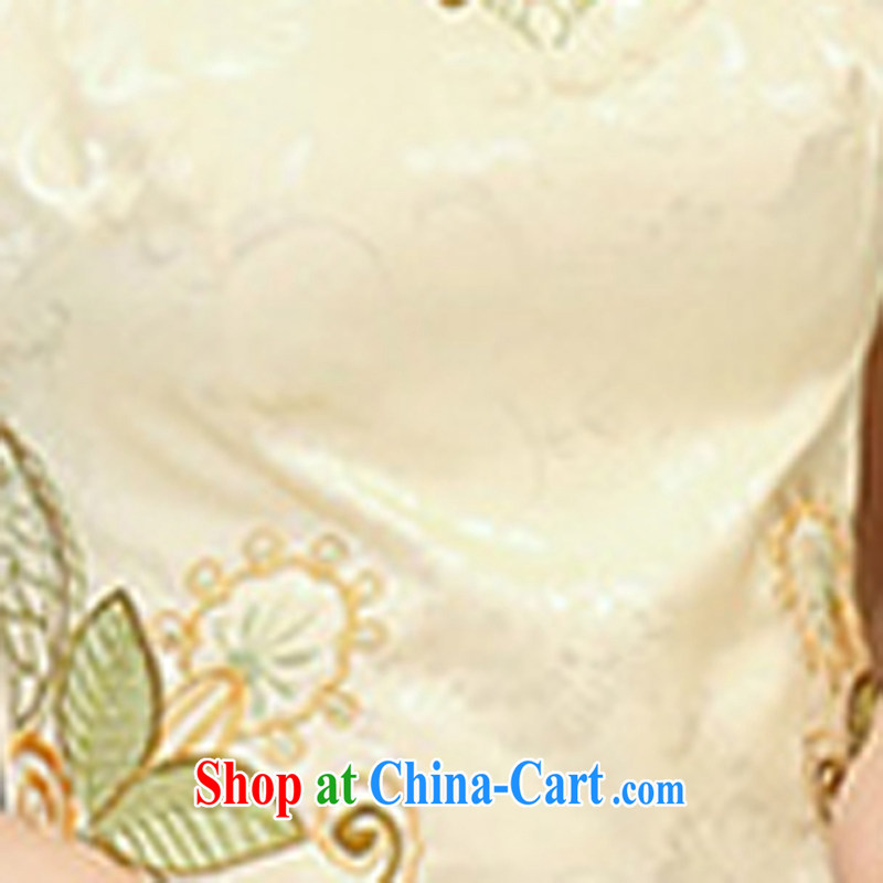 Style trends 2015 summer women's clothing new ethnic wind Chinese stamp retro beauty style graphics thin short-sleeve package and cheongsam dress apricot L, style trends (GEDIAOTIDE), online shopping