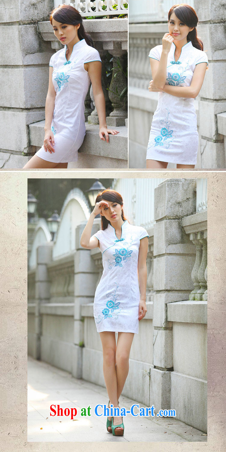 kam beauty new summer short-sleeved idyllic wind Chinese fashion cheongsam M 1393 blue flower XL pictures, price, brand platters! Elections are good character, the national distribution, so why buy now enjoy more preferential! Health
