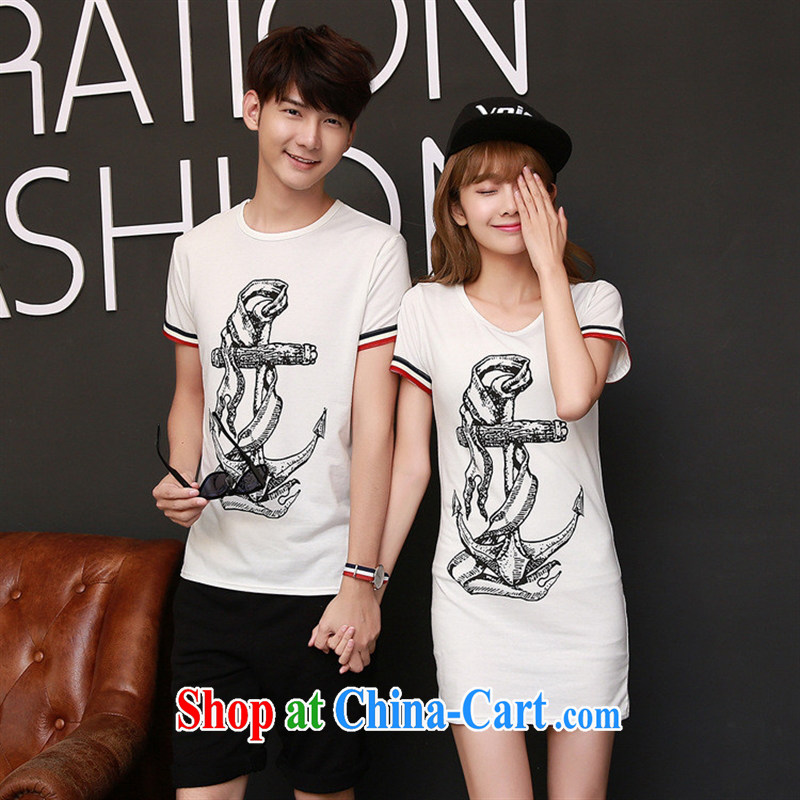 2015 new Korean girls summer decoration, the short-sleeved shirt T couples women dress collection cyan S female