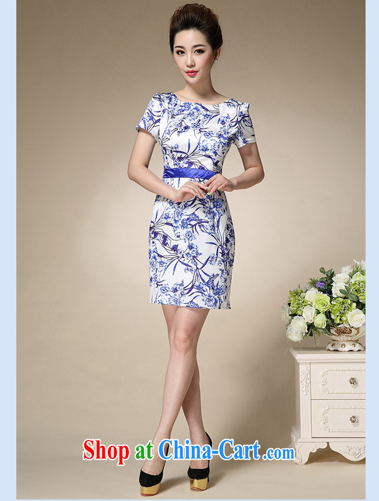 The Soviet Union's 2015 summer beauty skirt dresses female blue and white porcelain stamp collection waist graphics thin round-collar further dress short-sleeved skirt blue 3 XL pictures, price, brand platters! Elections are good character, the national distribution, so why buy now enjoy more preferential! Health