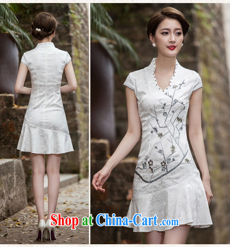 Snow and summer 2015 new V collar embroidered Phillips nails Pearl crowsfoot skirt with embroidery short dresses 1123 white XL pictures, price, brand platters! Elections are good character, the national distribution, so why buy now enjoy more preferential! Health