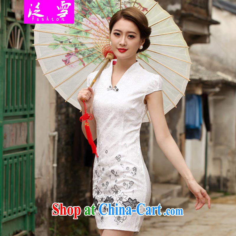 pan-ice 2015 new stylish retro improved cheongsam dress girl cheongsam dress 1120 white 2XL, and snow, and shopping on the Internet