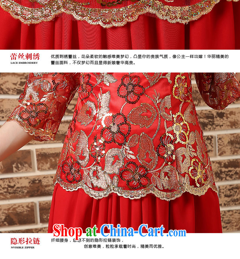 2015 Spring Summer China wind bows Service Bridal wedding dress retro embroidery long cheongsam red female Red XXL pictures, price, brand platters! Elections are good character, the national distribution, so why buy now enjoy more preferential! Health