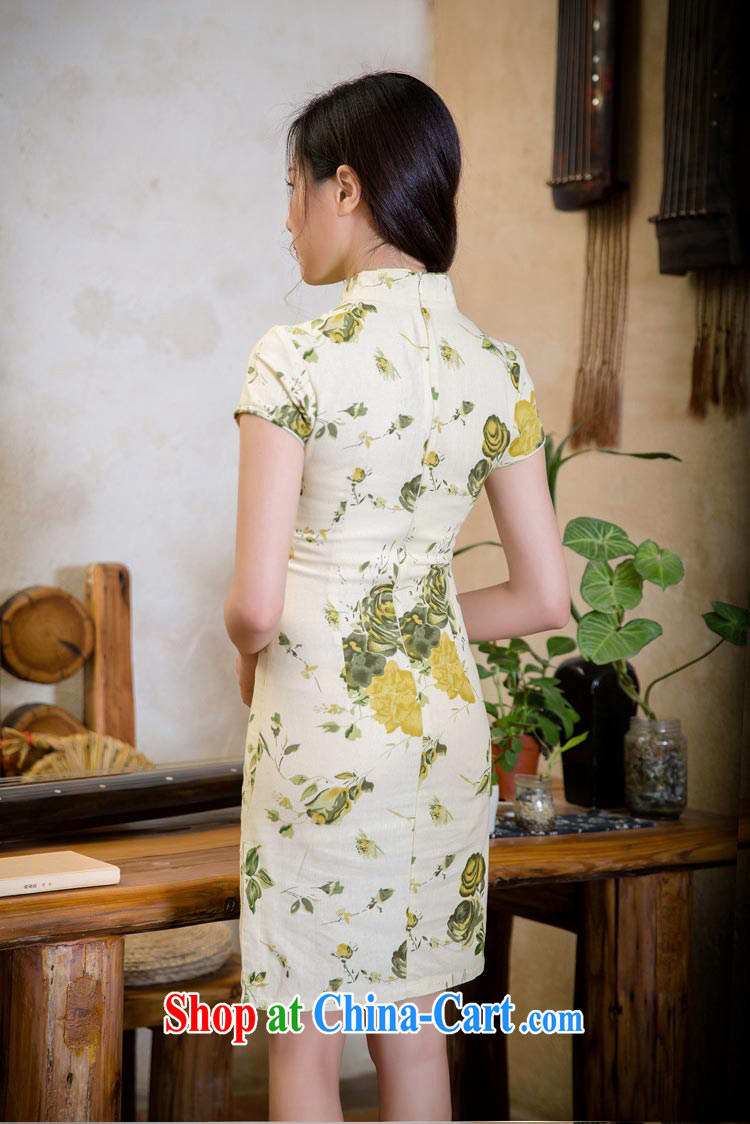 Shallow end elegance cultivating short-sleeved cotton the cheongsam retro style improved short code the cheongsam dress AQE 2088 yellow rose XXL pictures, price, brand platters! Elections are good character, the national distribution, so why buy now enjoy more preferential! Health