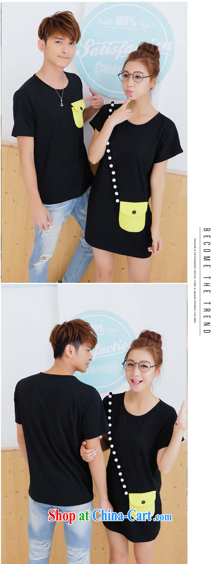 Couple the 2015 Korean version of the new, summer pocket round-collar relaxed casual men and women short-sleeved T-shirt Black Female, pictures, price, brand platters! Elections are good character, the national distribution, so why buy now enjoy more preferential! Health