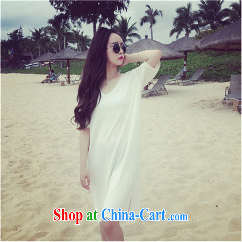 2015 new summer wear short-sleeved T-shirt the Code women with loose, long, solid T-shirt T-shirt woman white, code, and the days to assemble (meitianyihuan), shopping on the Internet