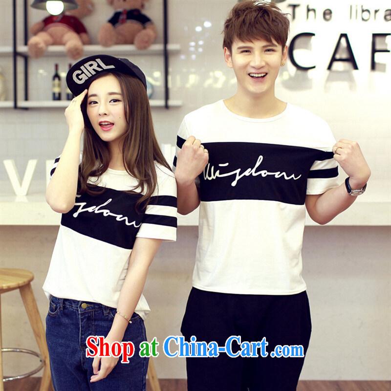 2015 couples new summer hit color stamp duty round-collar T fund flows between men and women Korean round-collar cultivating short-sleeved, serving white 2XL, American day gathered in accordance with (meitianyihuan), and, on-line shopping