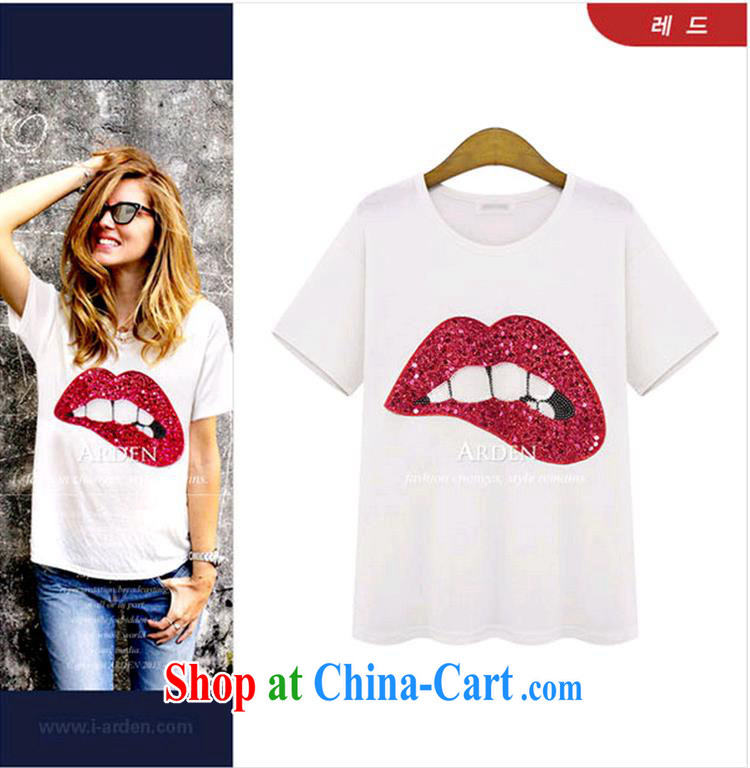 2015 new summer personality, his lips three-dimensional beads, short-sleeved shirt T red lips XL pictures, price, brand platters! Elections are good character, the national distribution, so why buy now enjoy more preferential! Health