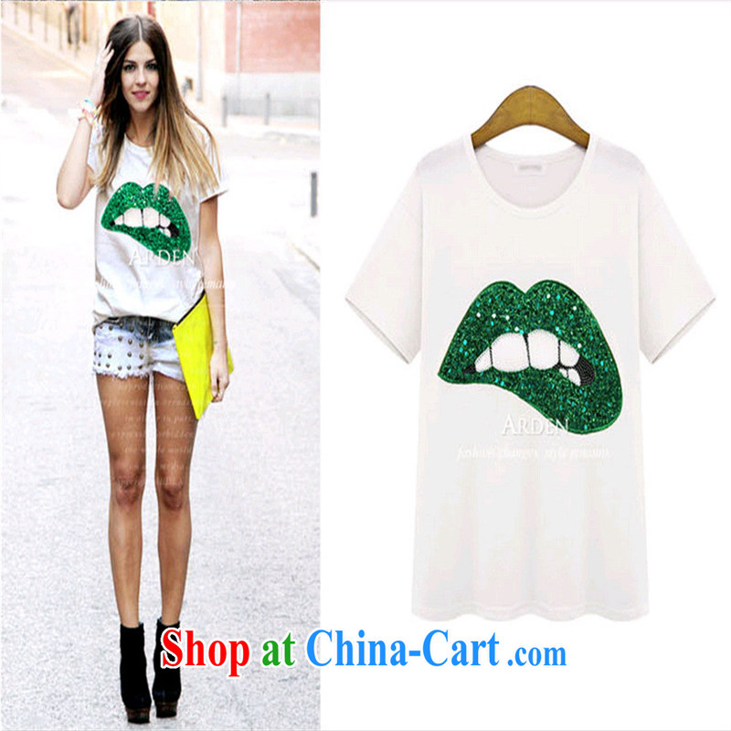 2015 new summer personality, his lips three-dimensional beads, short-sleeved shirt T red lips XL, the United States and in accordance with Day together (meitianyihuan), online shopping