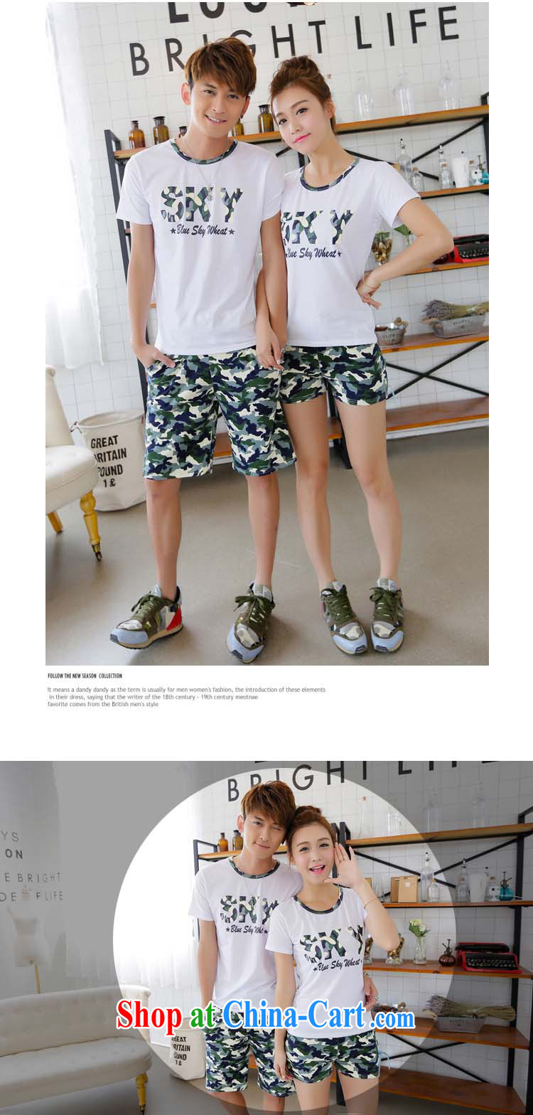 2015 summer new Couple T-shirt short sleeve with Korean Beauty couples camouflage shorts, uniform blue male XXL (T shirt + shorts) pictures, price, brand platters! Elections are good character, the national distribution, so why buy now enjoy more preferential! Health
