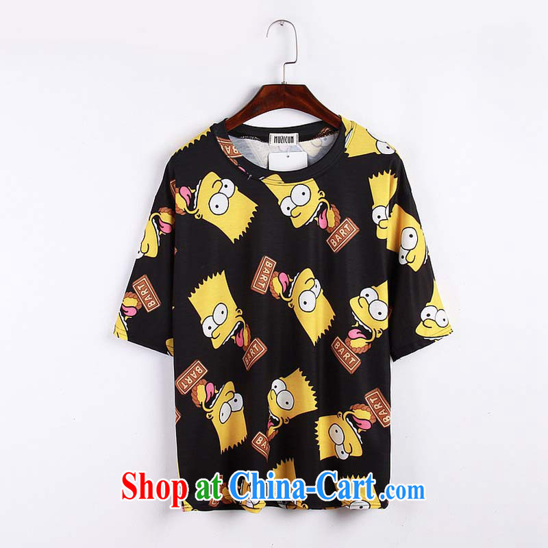 2015 summer new female T pension female short-sleeve loose stamp small fresh graphics thin round collar T-shirt girls summer black are code pictures, price, brand platters! Elections are good character, the national distribution, so why buy now enjoy more preferential! Health