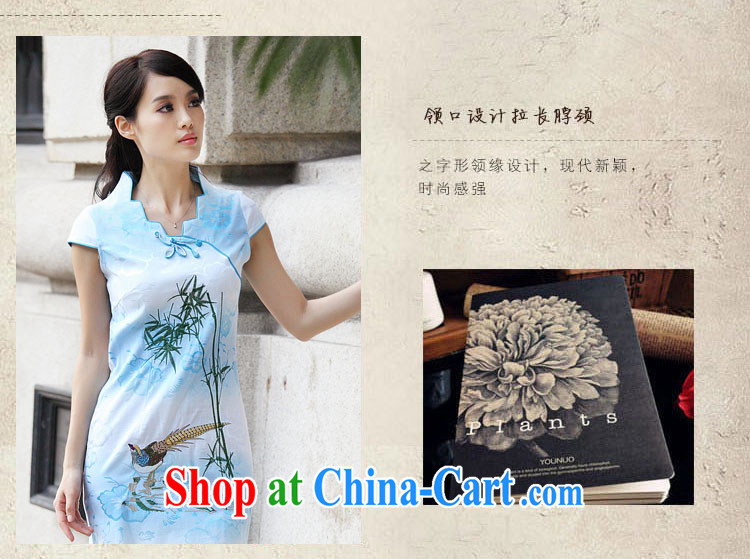 The Xu Jialu Yi, 2015 New Female with short-sleeve retro cheongsam dress summer fashion dresses blue XL pictures, price, brand platters! Elections are good character, the national distribution, so why buy now enjoy more preferential! Health