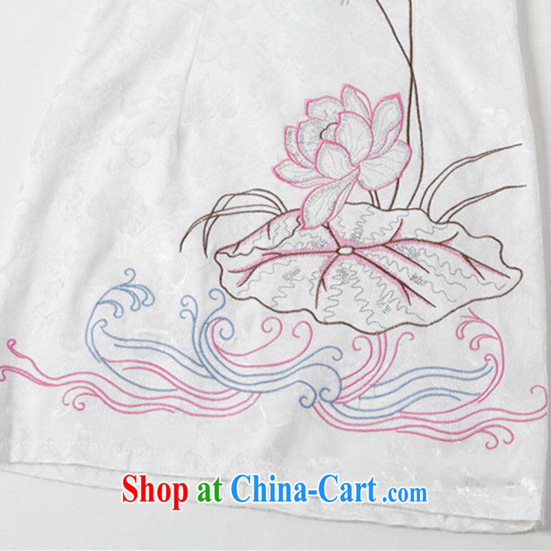 light at the embroidery Lotus retro republic of cheongsam stylish improved daily cheongsam dress AQE 0712 blue XXL, shallow end (QM), shopping on the Internet