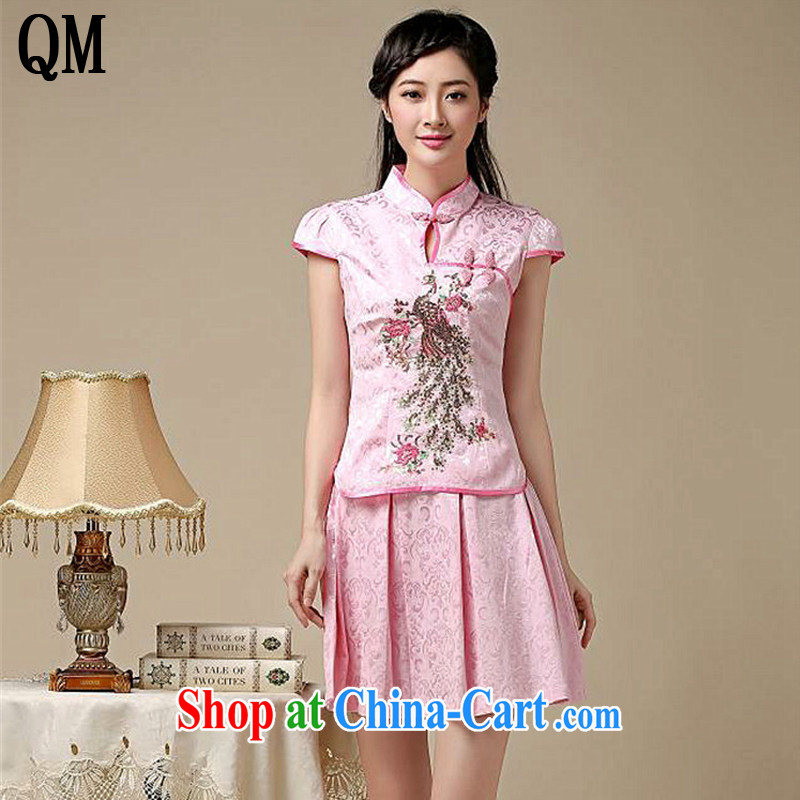light at the cheongsam Kit two kits Summer Institute retro style modern Korea Tang replace AQE 8022 white XXL, light (at the end) QM, shopping on the Internet