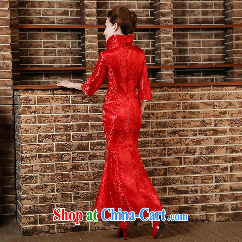 2015 lace improved cheongsam beauty at Merlion length, cuff in late, high-collar bows welcome wedding red XXL, Diane M Qi, shopping on the Internet