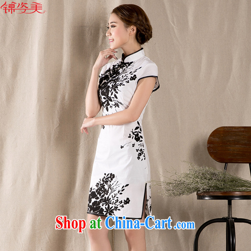 kam beauty summer 2015 new stylish and refined antique cheongsam dress China wind M 1394 white XXL, Kam beauty (JZM), shopping on the Internet