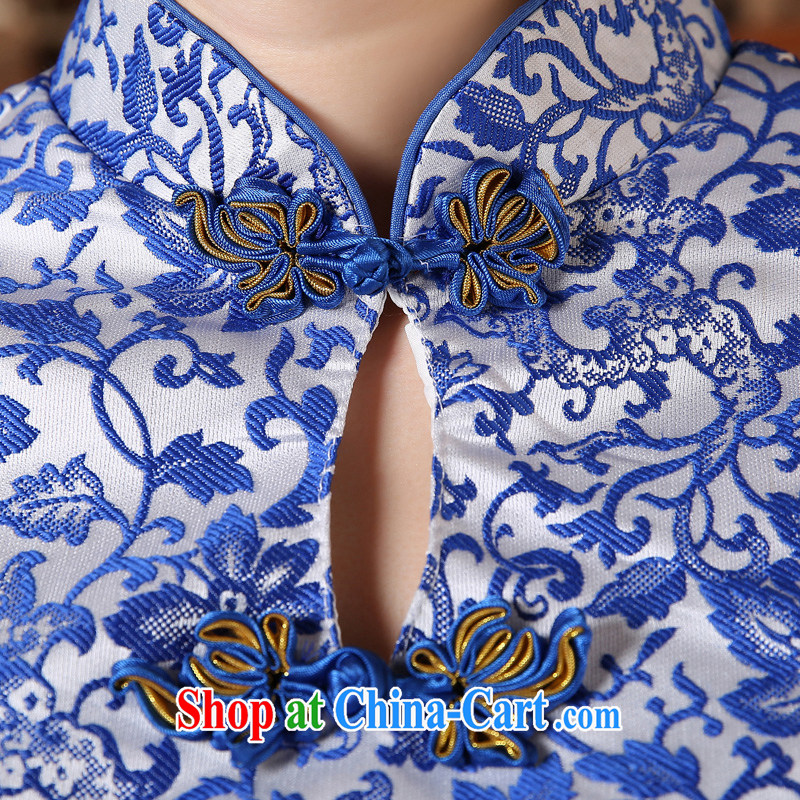 2015 spring and summer new blue and white porcelain beauty outfit crowsfoot long lace embroidery on-chip performance outfit blue XXL, Diane M Qi, shopping on the Internet