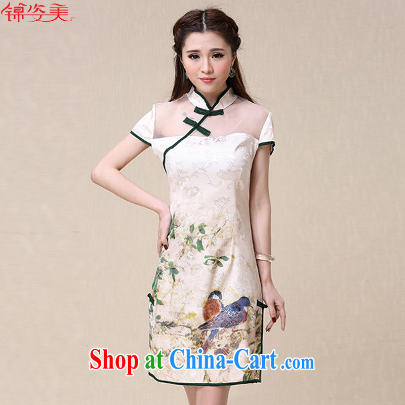 Kam-beauty summer 2015 New China wind National wind cultivating high-end elegant double-yi cheongsam dress M 1395 photo color L