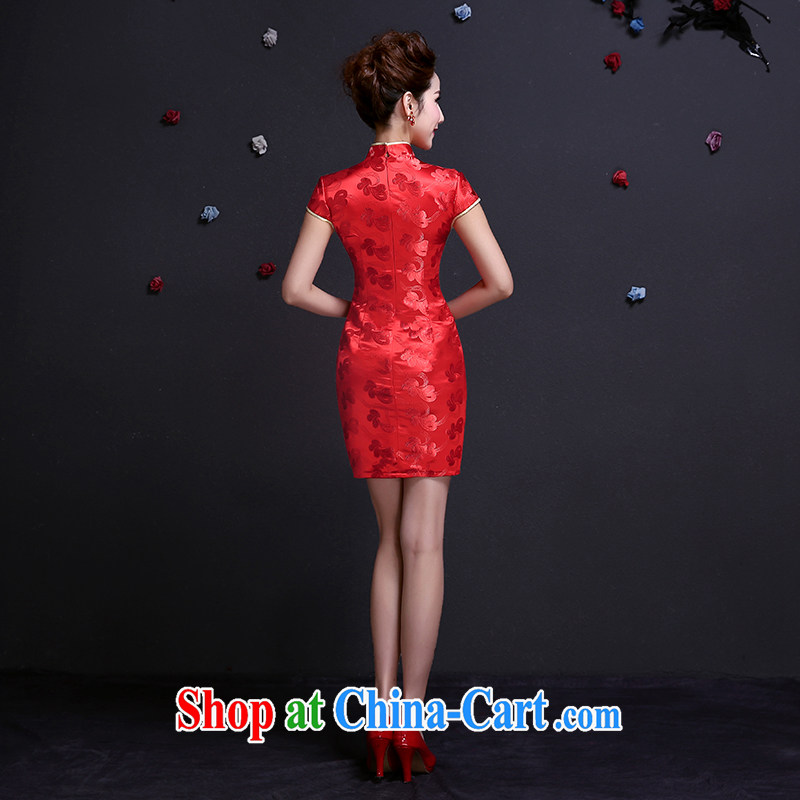 The married Yi embroidery wedding bridal dresses toast clothing Red Beauty short wedding improved Chinese Dress cheongsam dress red XXL, dumping the married Yi, shopping on the Internet
