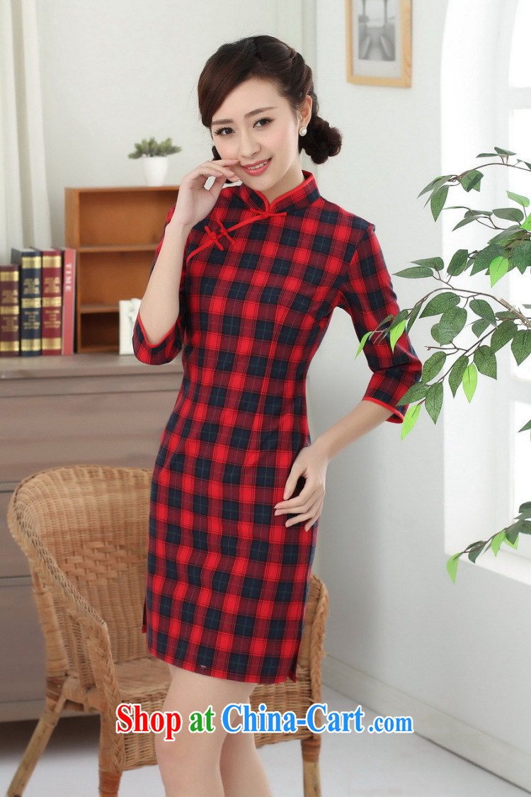 Bin Laden smoke-free Chinese qipao summer new female Chinese Korea improved, for the hard-pressed cotton plaid cuff in goods such as the color 2 XL pictures, price, brand platters! Elections are good character, the national distribution, so why buy now enjoy more preferential! Health