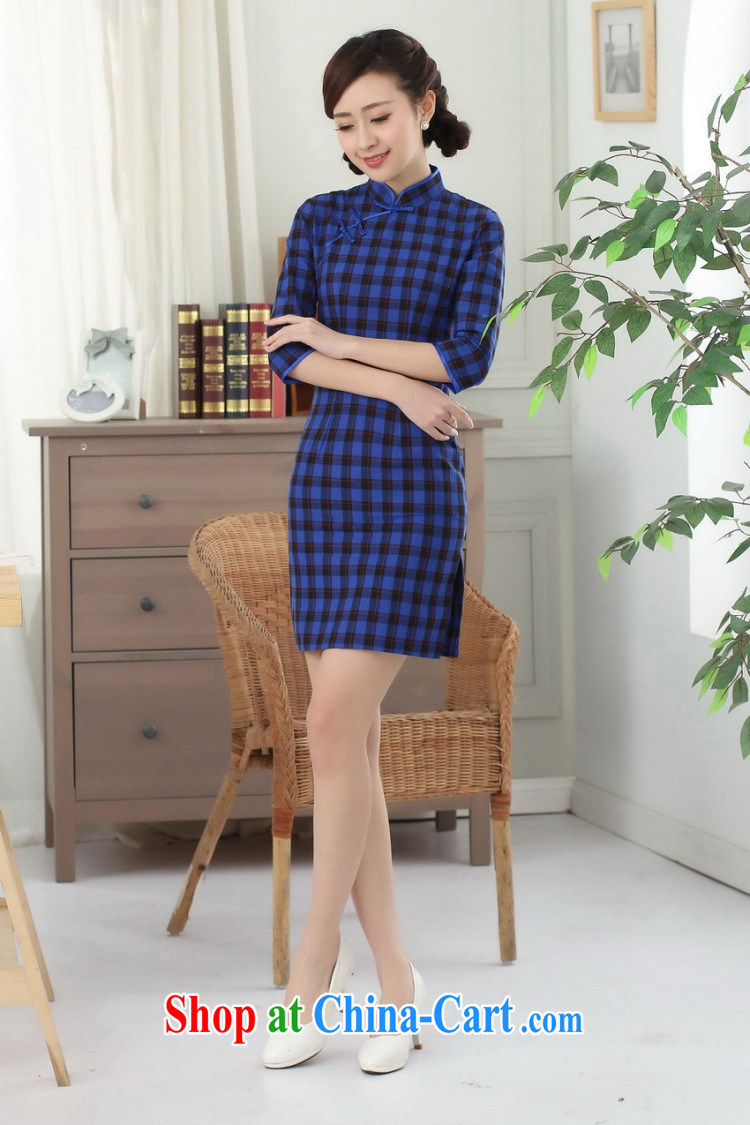 Bin Laden smoke new Chinese cheongsam dress Chinese improved, for the hard-pressed Korea arts tartan cotton in qipao cuff figure color 2 XL pictures, price, brand platters! Elections are good character, the national distribution, so why buy now enjoy more preferential! Health
