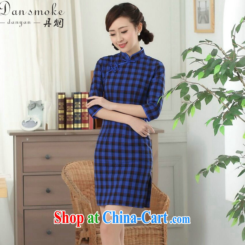 Bin Laden smoke-free New Chinese cheongsam dress Chinese improved, for the hard-pressed Korea arts tartan cotton cuff in goods such as the color 2 XL