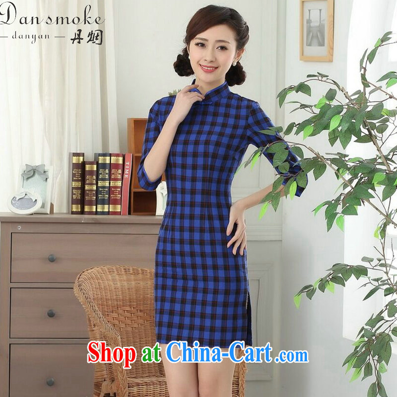 Bin Laden smoke new Chinese cheongsam dress Chinese improved, for a tight literary republic of tartan cotton cuff in qipao such as the color 2 XL, Bin Laden smoke, shopping on the Internet