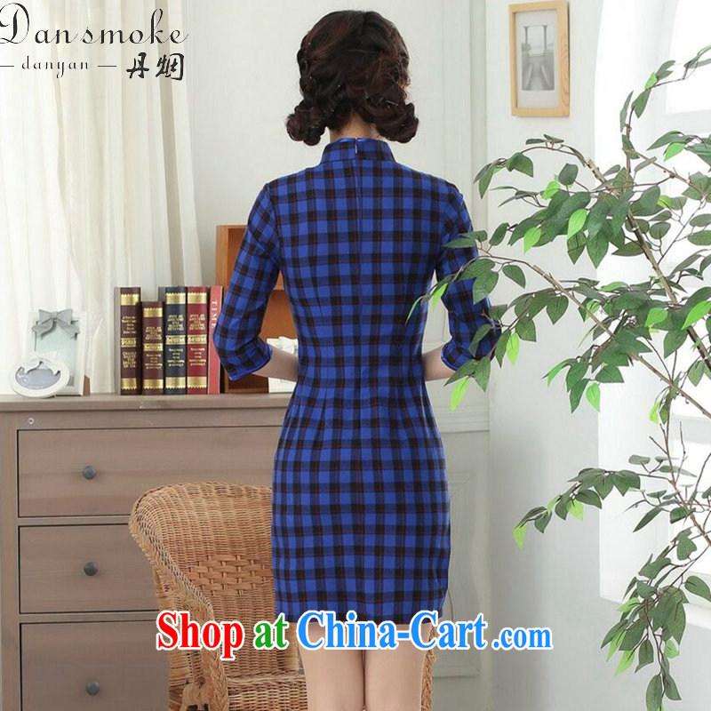 Bin Laden smoke new Chinese cheongsam dress Chinese improved, for a tight literary republic of tartan cotton cuff in qipao such as the color 2 XL, Bin Laden smoke, shopping on the Internet