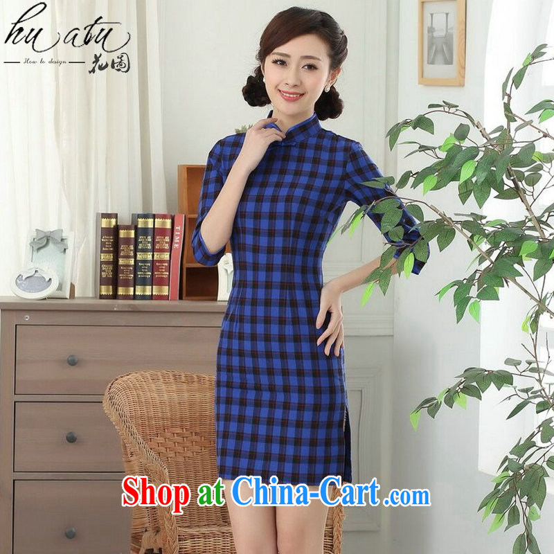 Take the new Chinese cheongsam dress Chinese improved, for the hard-pressed Korea arts tartan cotton in qipao cuff as shown color 2 XL, spend, and, shopping on the Internet