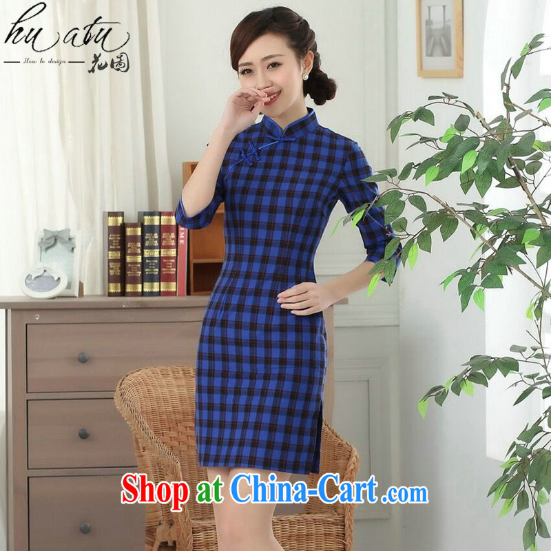 Take the new Chinese cheongsam dress Chinese improved, for the hard-pressed Korea arts tartan cotton in qipao cuff as shown color 2 XL, spend, and, shopping on the Internet