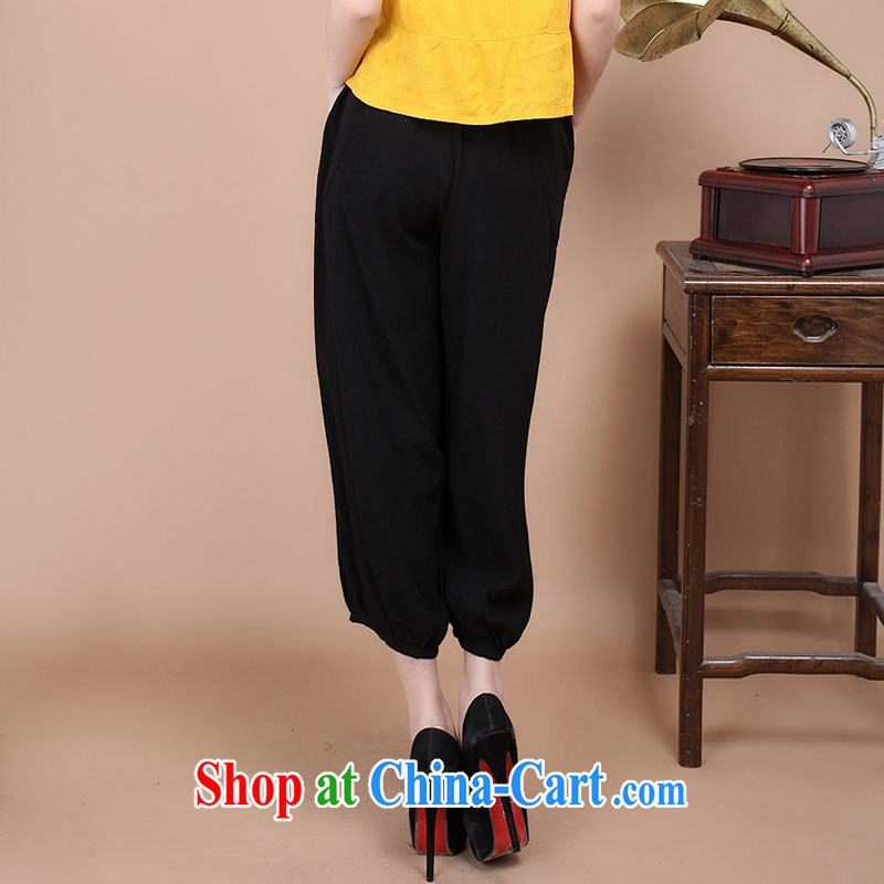 Yu Xiang Yu-na 2015 summer new mom with older 7 pants Chinese Ethnic Wind cotton embroidery has been the pants black XXL, Yu Hong-yeon (yuxiangyan), online shopping