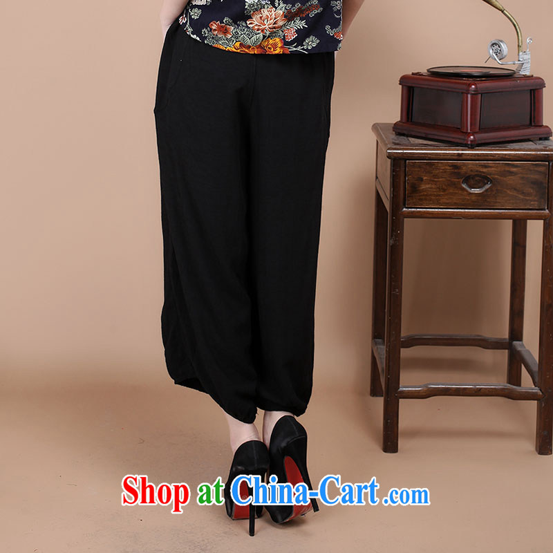 Yu Hong-yeon summer 2015 new Chinese Ethnic Wind mother with leisure beauty retro short pants embroidered rug pants female black M, Yu Hong-yeon (yuxiangyan), online shopping