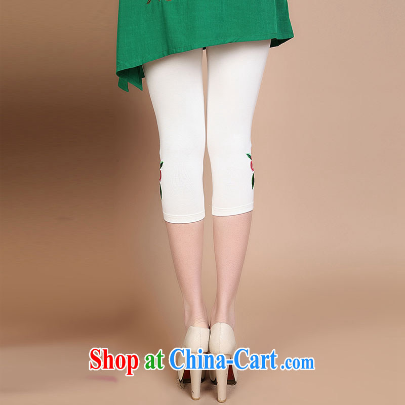 Yu Hong-yeon summer 2015 new cotton embroidered tight 100 ground castor tight solid pants female Green XXXL, Yu Hong-yeon (yuxiangyan), online shopping