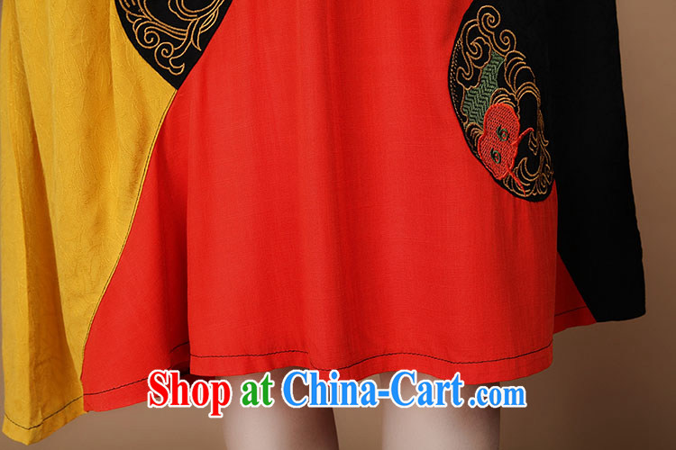 Yu Xiang Yu-na 2015 summer new, older women with Chinese cotton jacquard large code spell-color short-sleeved dresses green L pictures, price, brand platters! Elections are good character, the national distribution, so why buy now enjoy more preferential! Health
