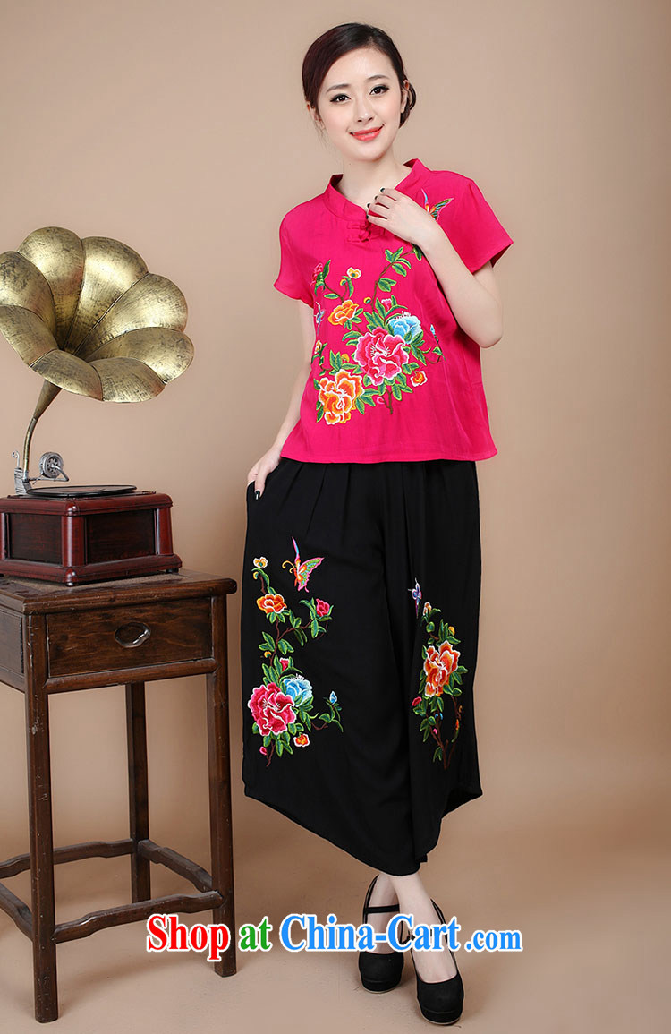 Yu Hong-yeon, Tang with summer T-shirt retro embroidery t-shirt large, cotton the Ethnic Wind loose T-shirts female black XXL pictures, price, brand platters! Elections are good character, the national distribution, so why buy now enjoy more preferential! Health