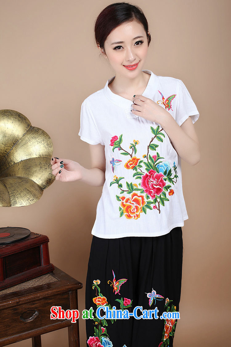 Yu Hong-yeon, Tang with summer T-shirt retro embroidery t-shirt large, cotton the Ethnic Wind loose T-shirts female black XXL pictures, price, brand platters! Elections are good character, the national distribution, so why buy now enjoy more preferential! Health