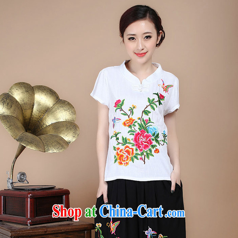Yu Xiang Yu-na, Tang with summer T-shirt retro embroidery t-shirt large code units the commission National wind loose T-shirt female black XXL, Yu Hong-yeon (yuxiangyan), online shopping