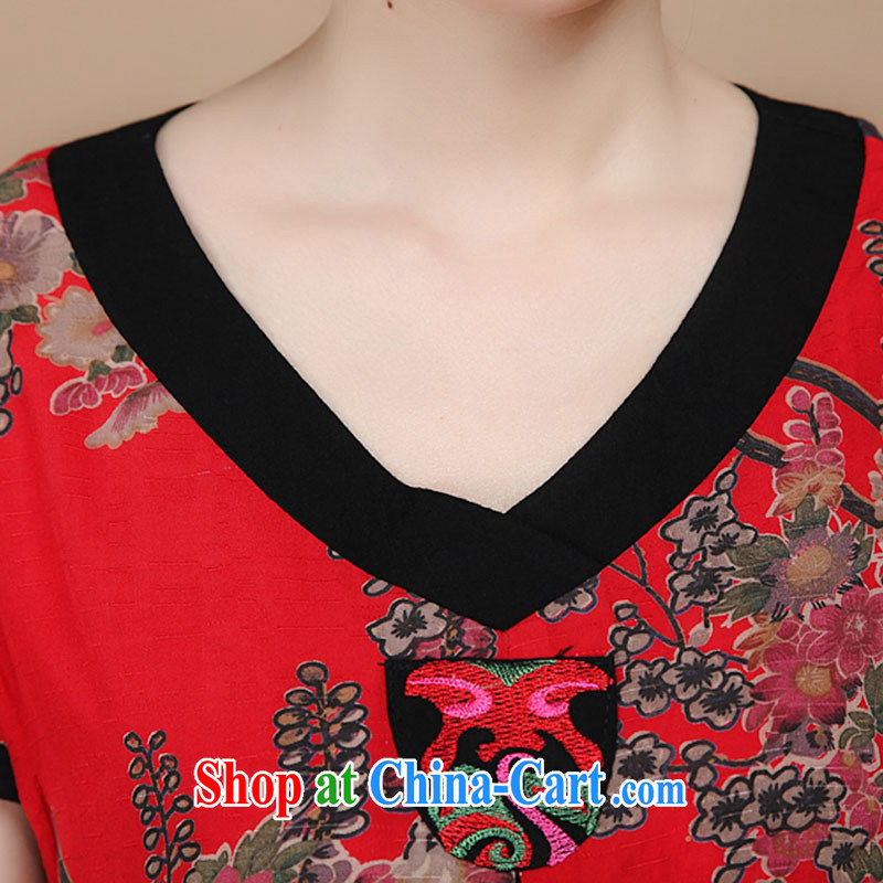 Yu Xiang Yu-na 2015 summer new, middle-aged and older women with pure cotton retro MOM load the middle-aged, short-sleeved dresses black XXL, Yu Hong-yeon (yuxiangyan), online shopping