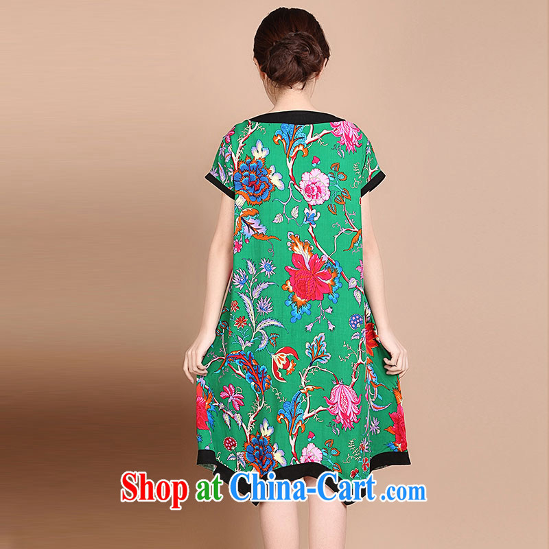 Yu Xiang Yu-na summer 2015 New National wind, older women stitching retro cotton stamp duty, long dress dark blue XL, Yu Hong-yeon (yuxiangyan), shopping on the Internet