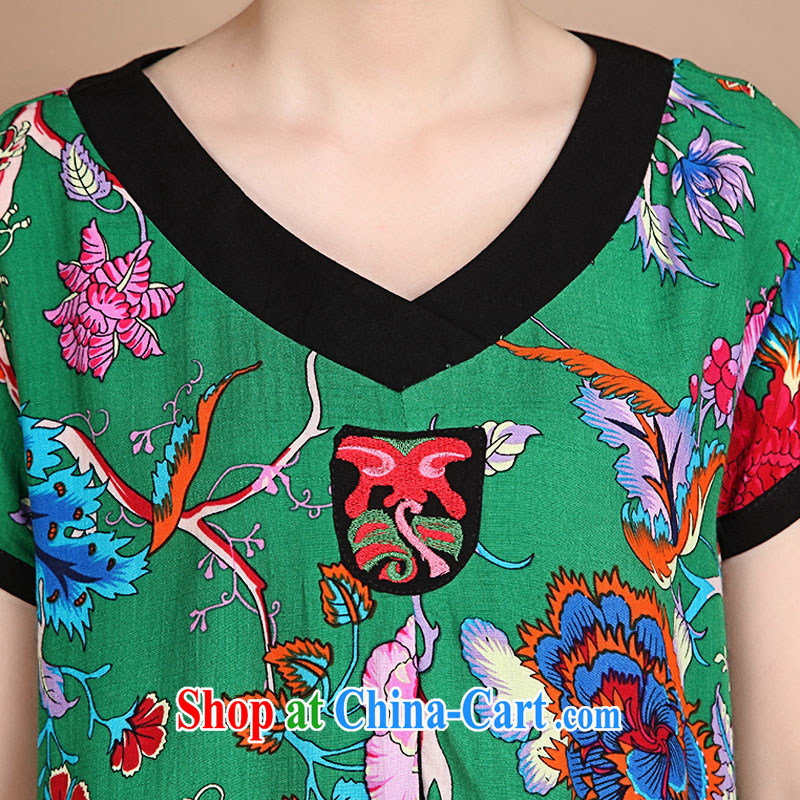 Yu Xiang Yu-na summer 2015 New National wind, older women stitching retro cotton stamp duty, long dress dark blue XL, Yu Hong-yeon (yuxiangyan), shopping on the Internet