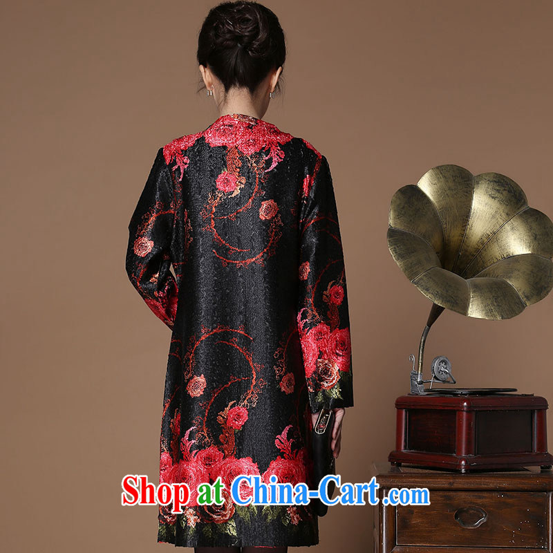Yu Xiang Yu-na 2015 spring women's coats high quality large code stamp silk wrinkled collars retro Tang in long windbreaker black L, Yu Hong-yeon (yuxiangyan), online shopping