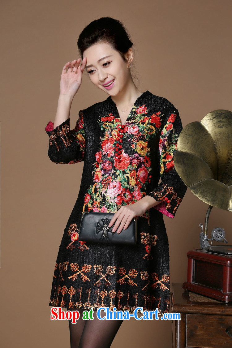 Yu Xiang Yu-na 2015 spring and summer New Tang on the code is silk wrinkled, long, 5 sub-sleeved jacket black XXL pictures, price, brand platters! Elections are good character, the national distribution, so why buy now enjoy more preferential! Health