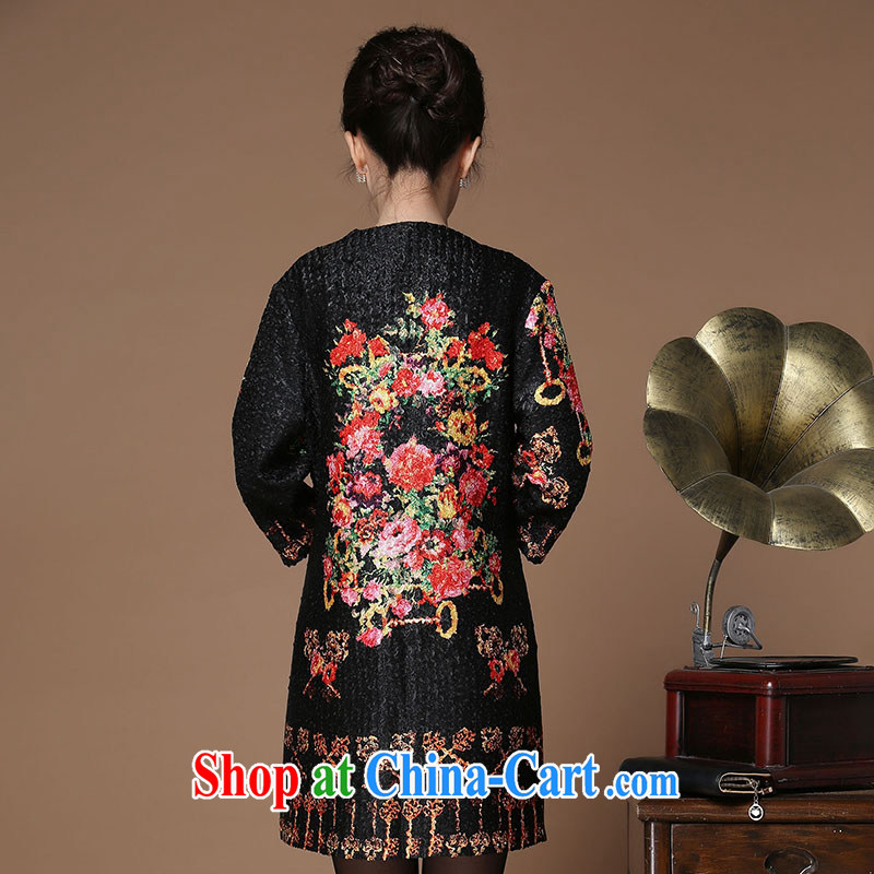 Yu Xiang Yu-na 2015 spring and summer New Tang on the code is silk wrinkled, long, 5 cuff jacket black XXL, Yu Hong-yeon (yuxiangyan), shopping on the Internet